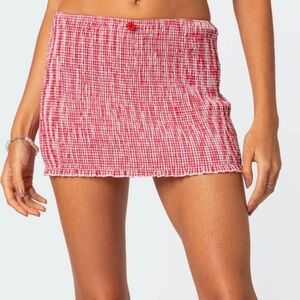 Edikted Red and White Textured Pencil Skirt